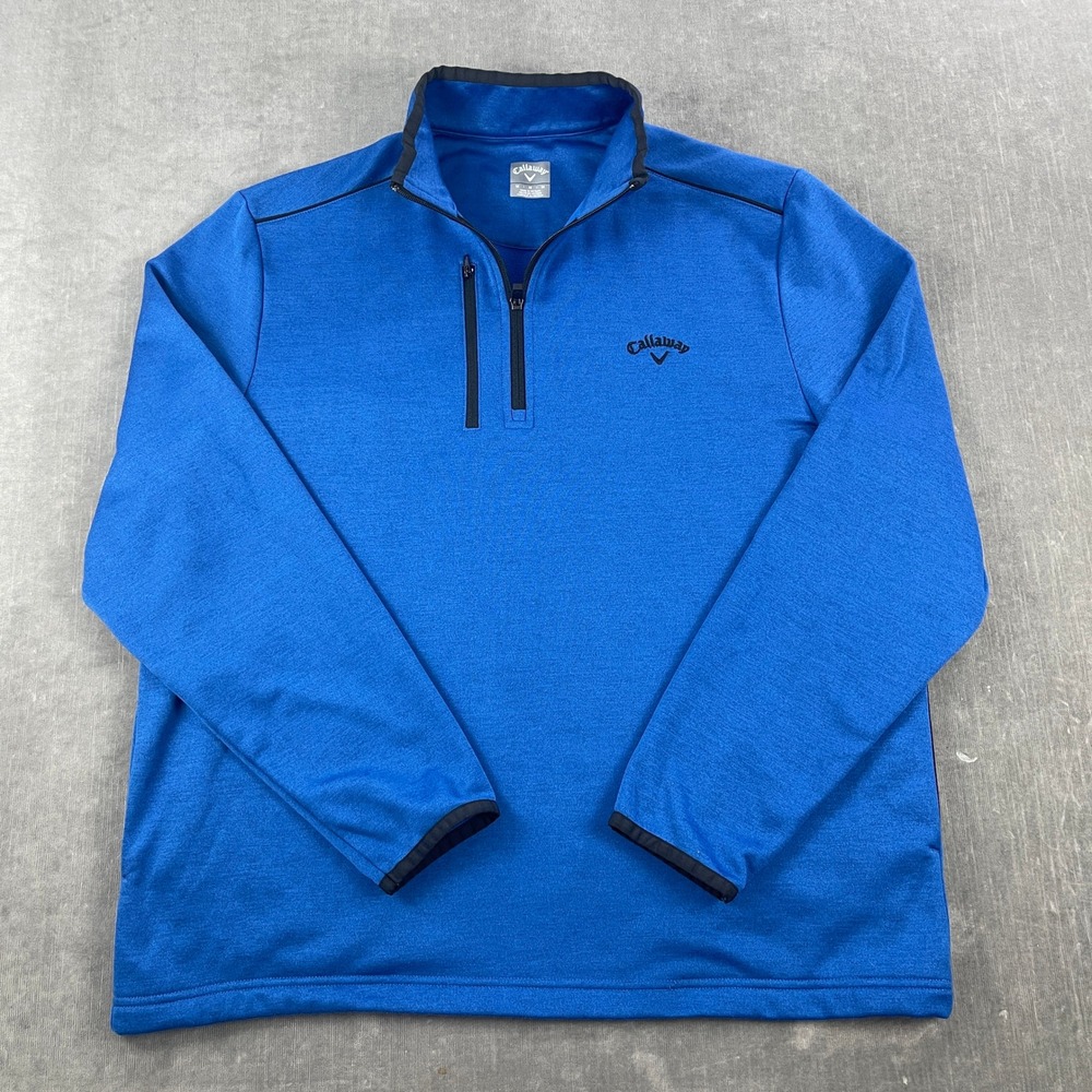 Callaway Mens Medium Blue 1/4 Zip Pullover Jacket Golf Performance Fleece